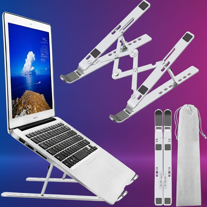 Foldable Laptop Stand | Adjustable Portable Laptop Stand | Storage Bracket for Desk, Office & Home